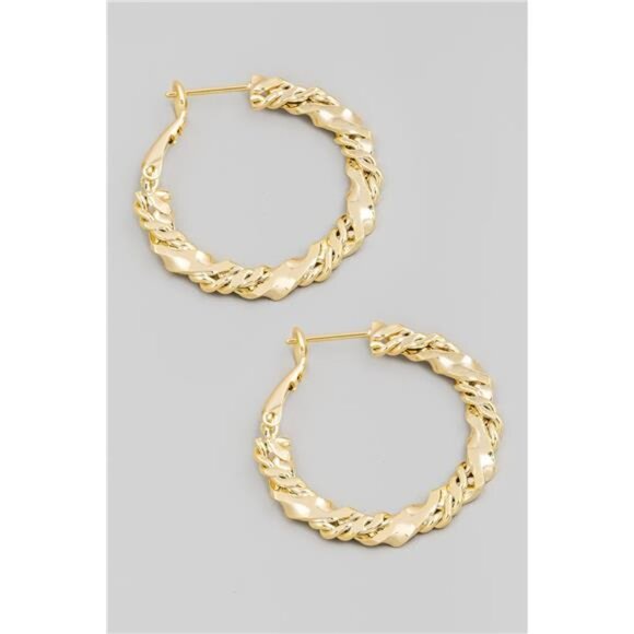 Fame Double Twist Chain Latch Hoop Earrings - Picture 1 of 3